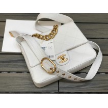 Chanel Calfskin Messenger Bag White AS2842