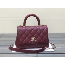 Chanel Mini Flap Bag with Top Handle Burgundy AS2215