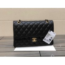 Classic Chanel Grained Calfskin Medium Flap Bag Black CF1112
