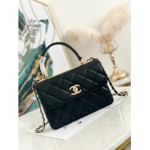 Chanel Lambskin Small Flap Bag with Top Handle Black A92236