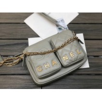 Chanel Small Calfskin Camera Case Grey AS2923 