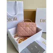 DIOR CARO BOX BAG WITH CHAIN Pink D7301