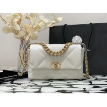 Chanel 19 Lambskin Large Flap Bag White AS1161