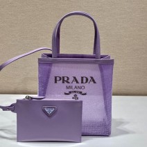 Prada Small sequined mesh tote bag Purple 1BG417