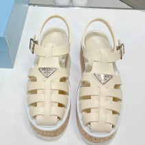 Prada Wedge Platform Sandals Cream SDP051403
