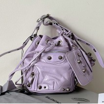 BALENCIAGA Le Cagole XS Leather Bucket Bag Purple B702431