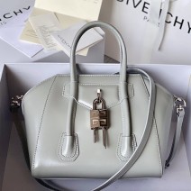 Givenchy Mini Antigona Lock Leather Satchel Grey G199115