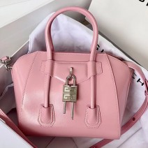 Givenchy Mini Antigona Lock Leather Satchel Pink G199115