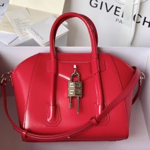 Givenchy Mini Antigona Lock Leather Satchel Red G199115
