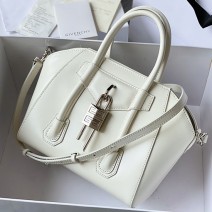 Givenchy Mini Antigona Lock Leather Satchel White G199115
