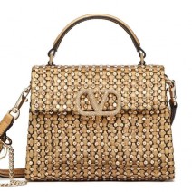 Valentino Small Vsling Handbag Gold V0066