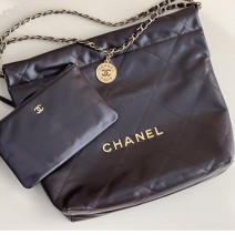 Chanel 22 Shiny Calfskin Small Handbag Burgundy AS3260
