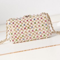 Chanel Multicolor Glass Pearls Evening Bag White AS3771