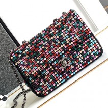 Chanel Small Flap Evening Bag With Crystal Multicolor AS23
